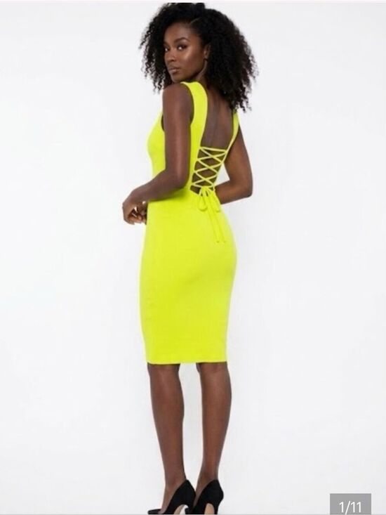 Ta3 Dresses & Skirts - Ta3 Squarey Pencil Dress In Acid